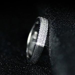 NEW 925 SILVER DIAMOND TRIPLE HALF PAVED RING